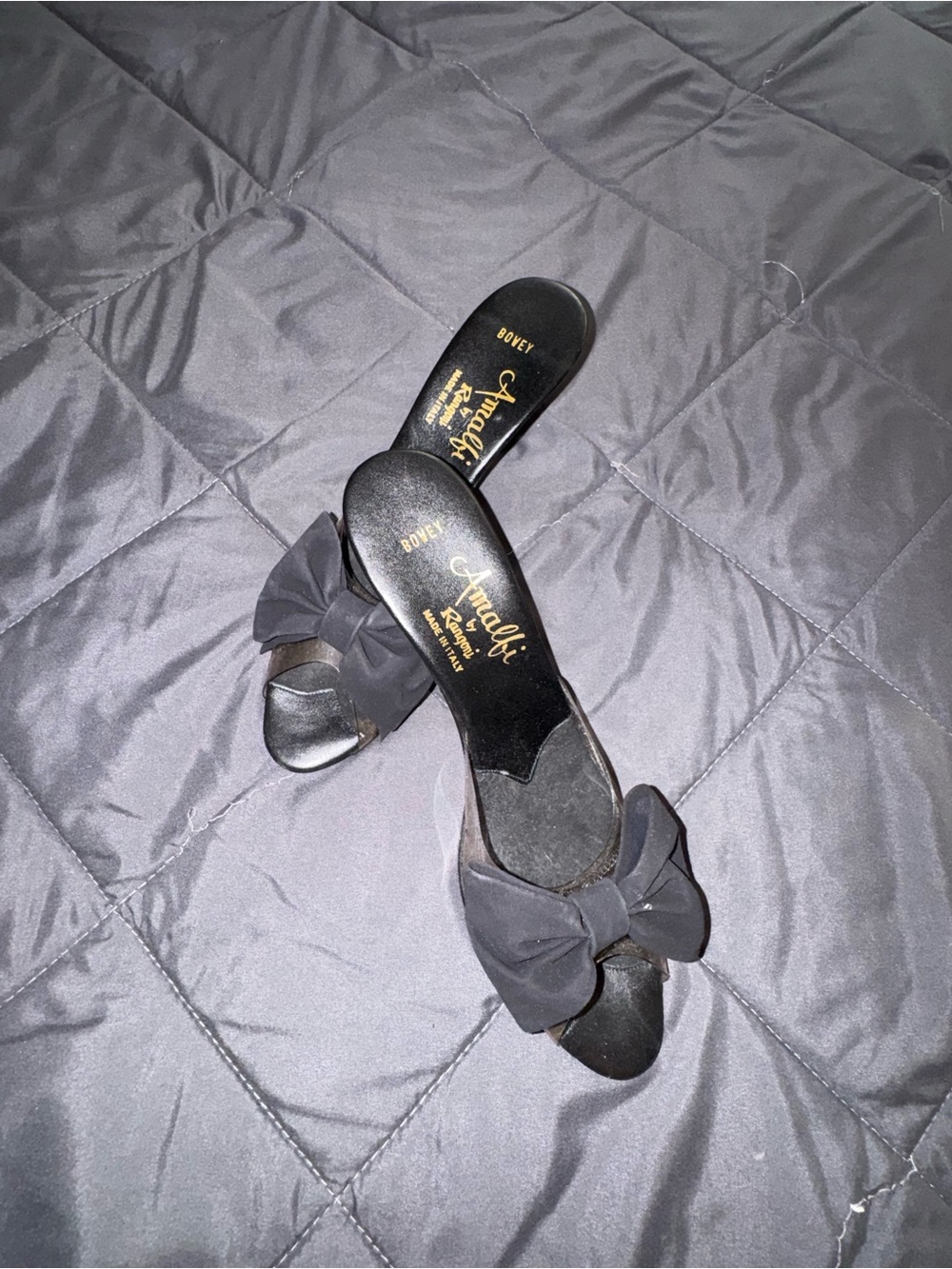 Amalfi Black Bow Slide Mules